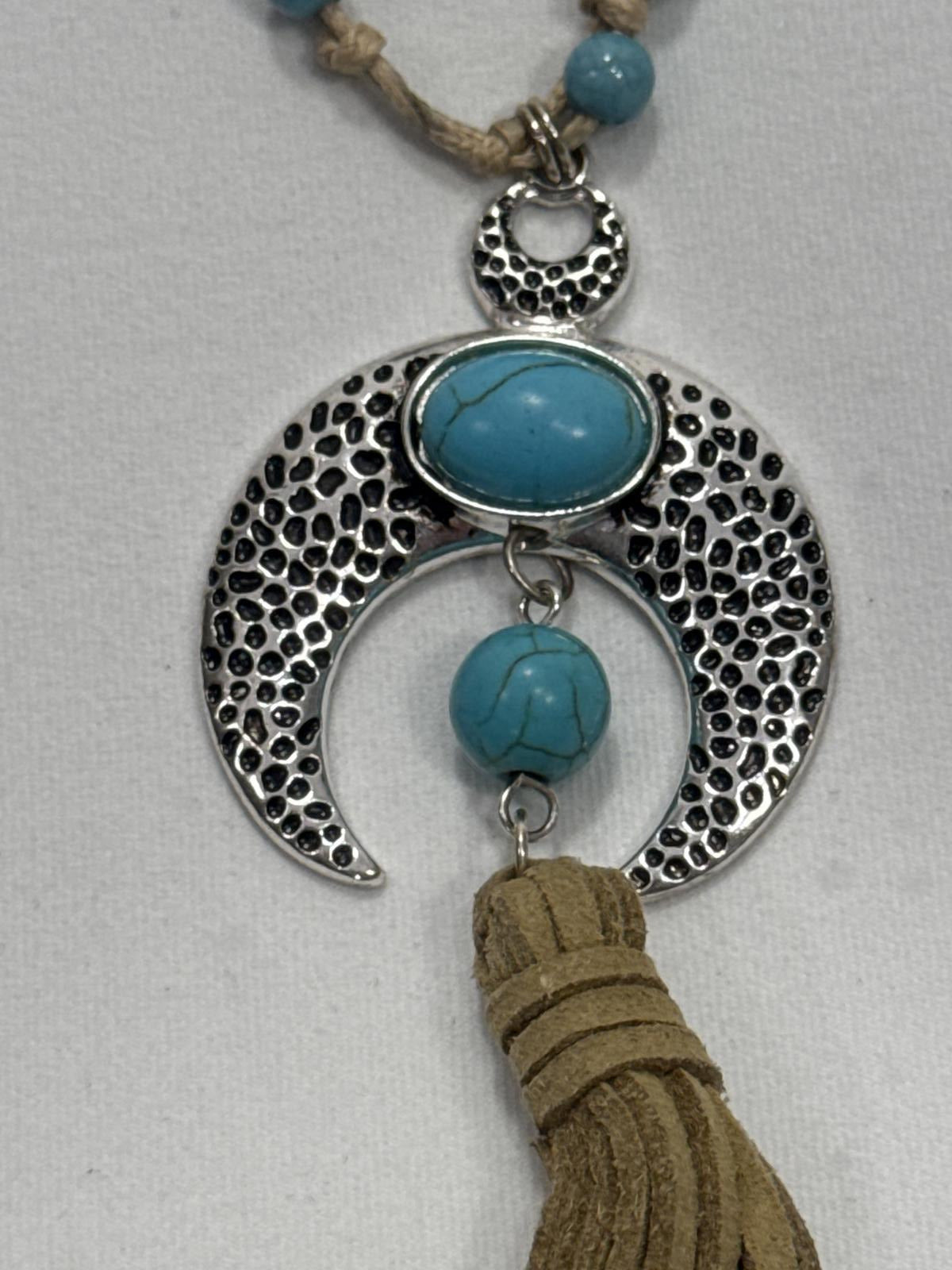 Stylish Turquoise Color Tassel Necklace BoHo Style