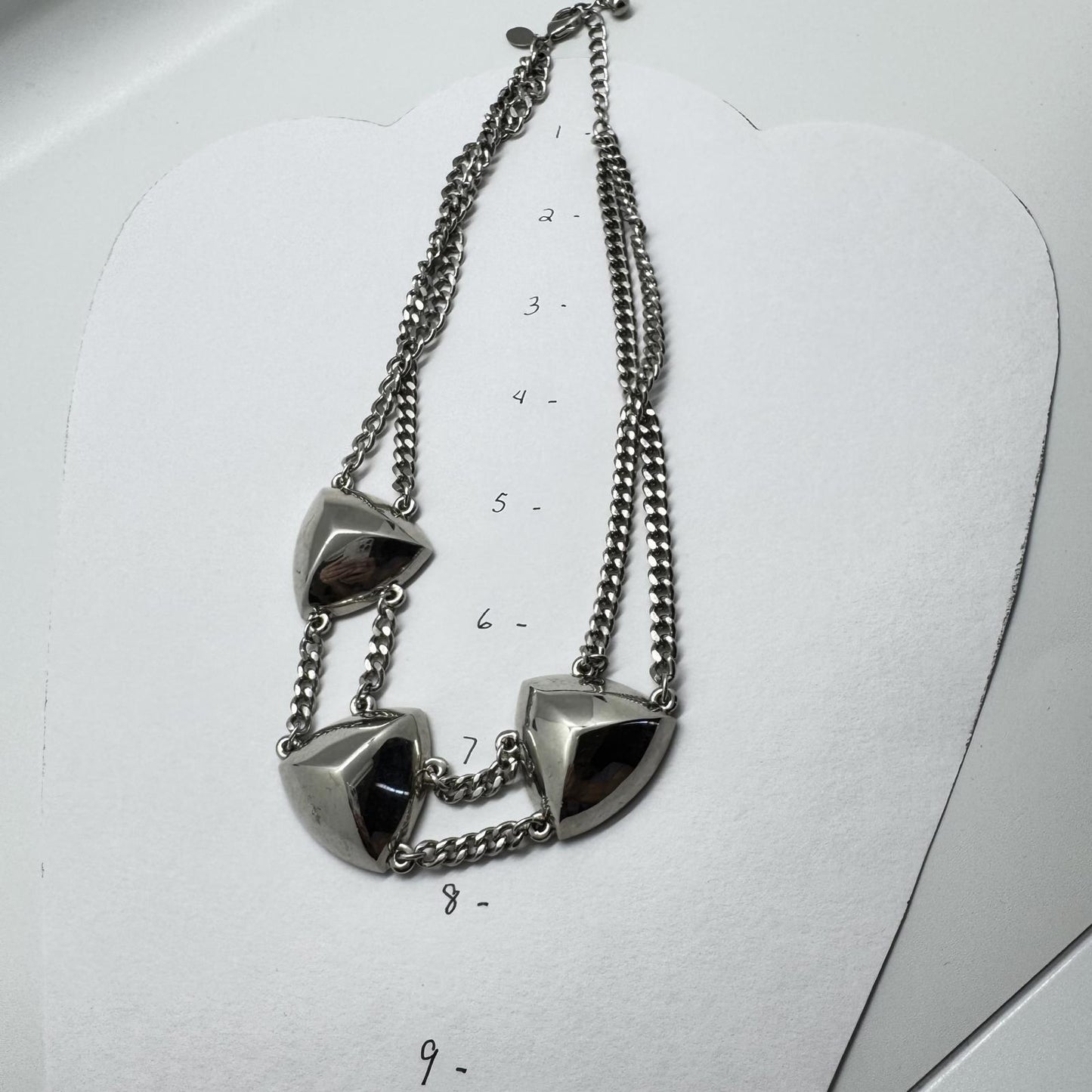 Express Silver-Tone Triangle Statement Necklace, Bold Geometric Double Chain