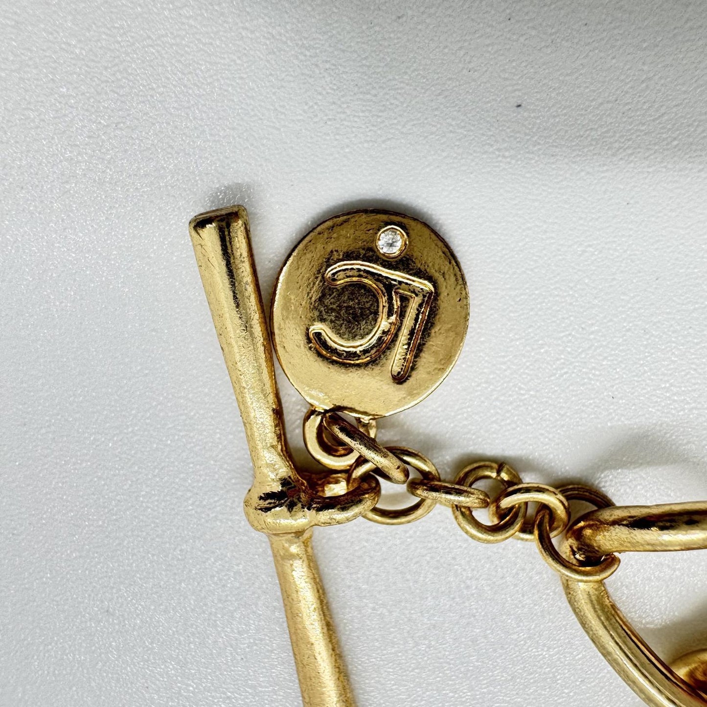 Liz Claiborne Gold-Tone Heart Charm Bracelet – Rhinestone Pave Toggle Chain