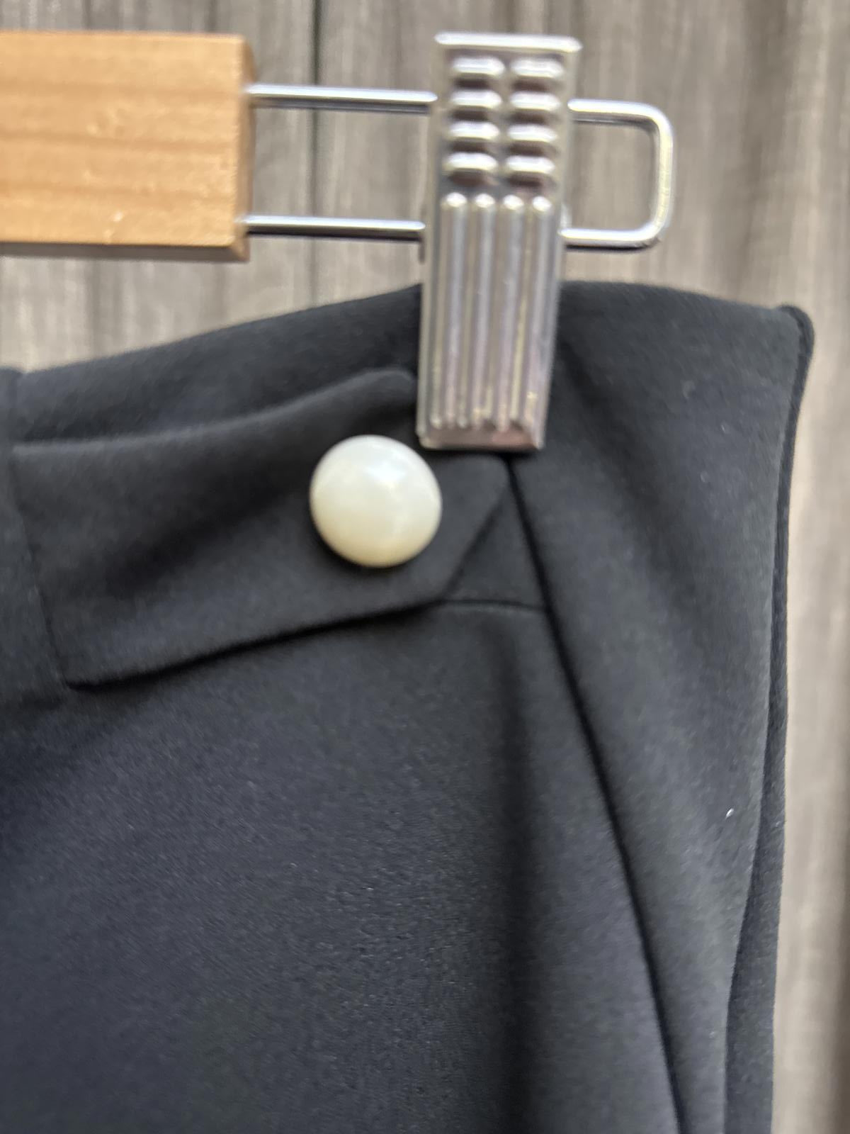 Classic Women's Trousers - Elegant Fit, Catos Black with Pearl Buttons M 