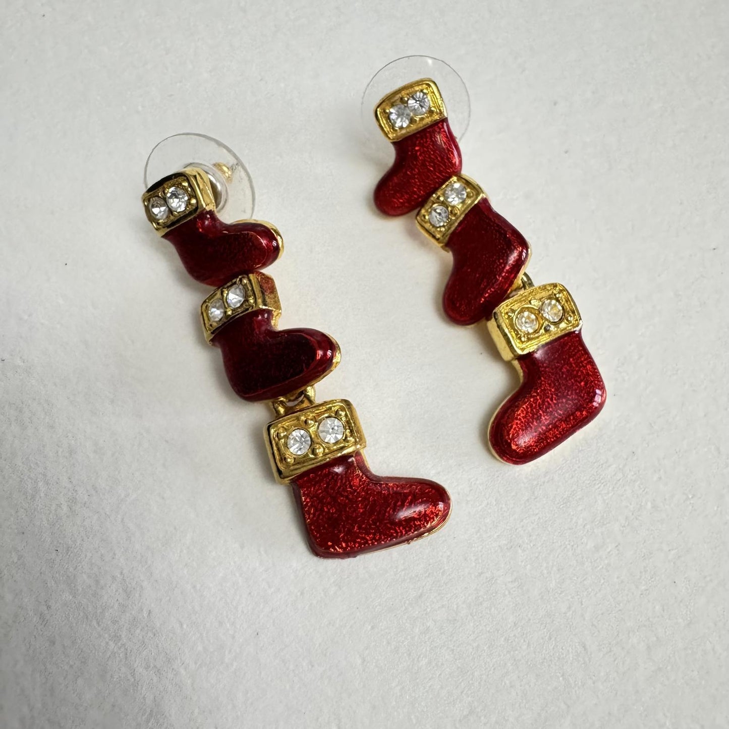 Festive Red Christmas Stocking Earrings – Holiday Dangle Jewelry