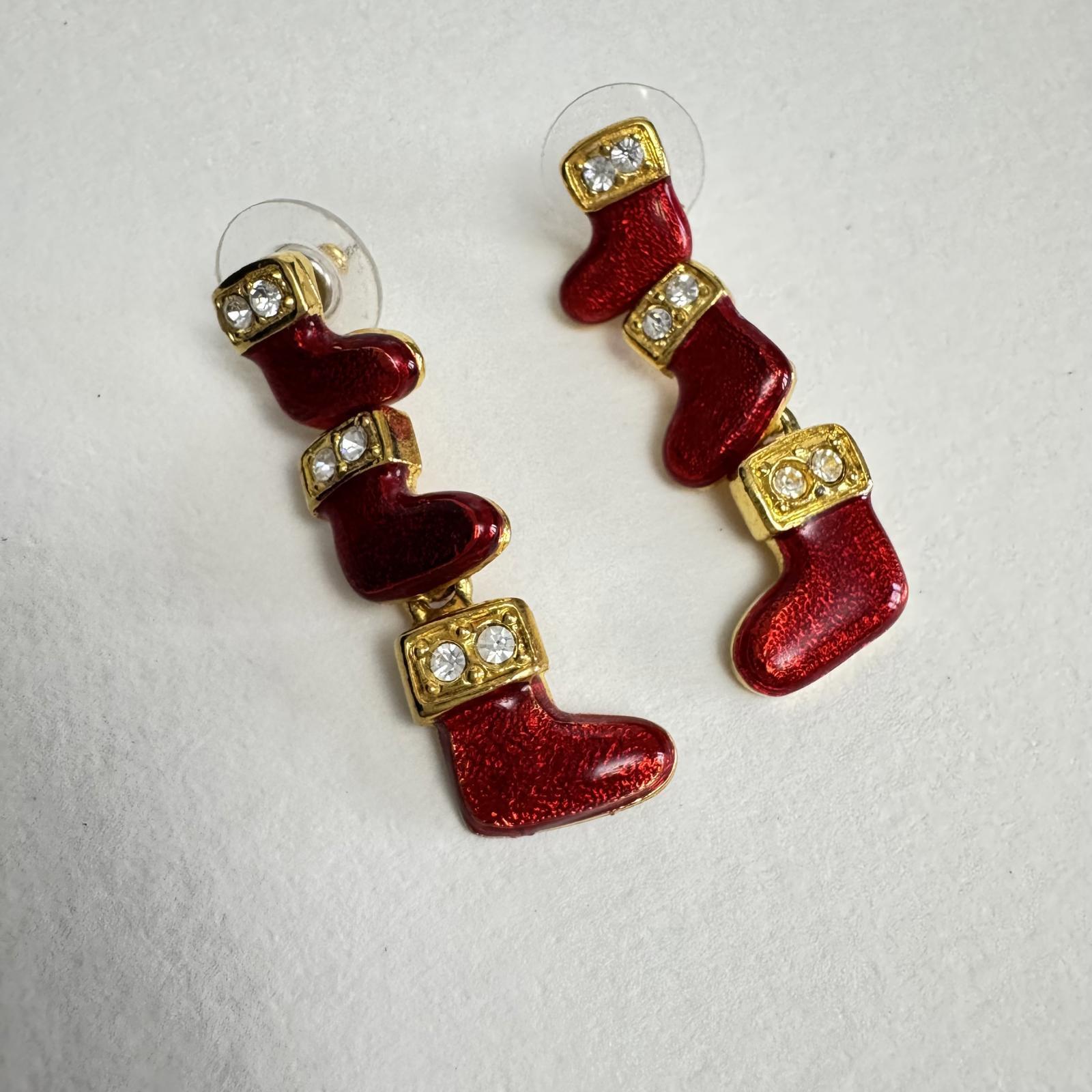 Festive Red Christmas Stocking Earrings – Holiday Dangle Jewelry