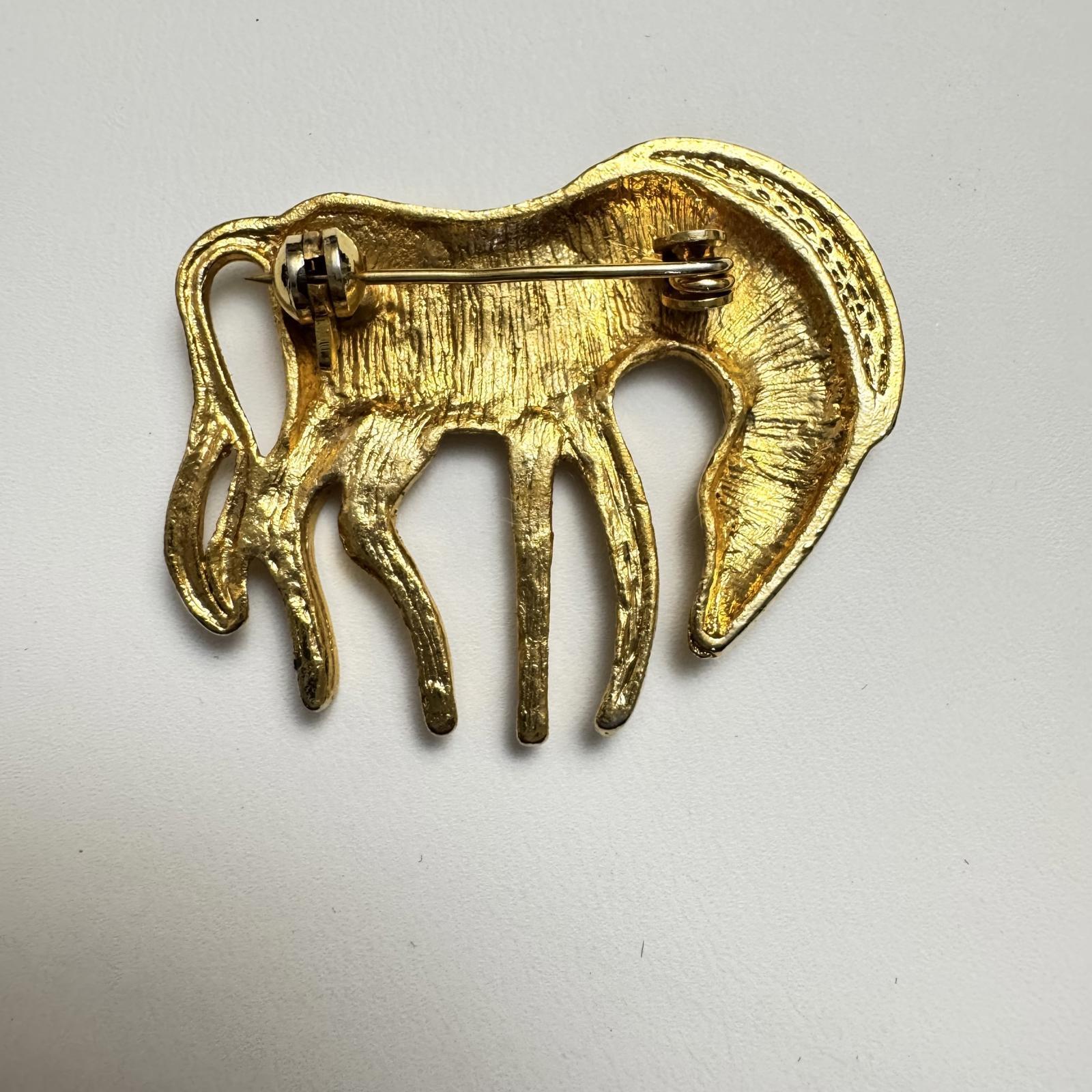Vintage Gold Zebra Brooch – Safari Animal Statement Pin