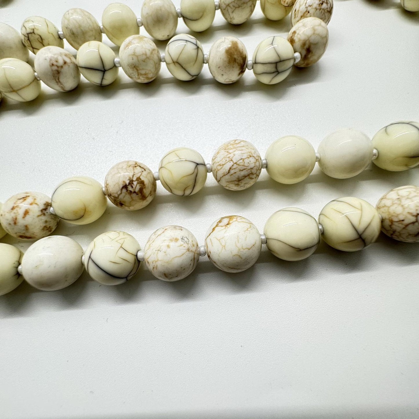 Chico’s Long White Howlite Beaded Necklace – Layered Boho Statement Jewelry