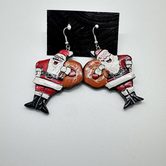 Handmade Santa Claus Boxing Earrings – Fun & Festive Holiday Jewelry