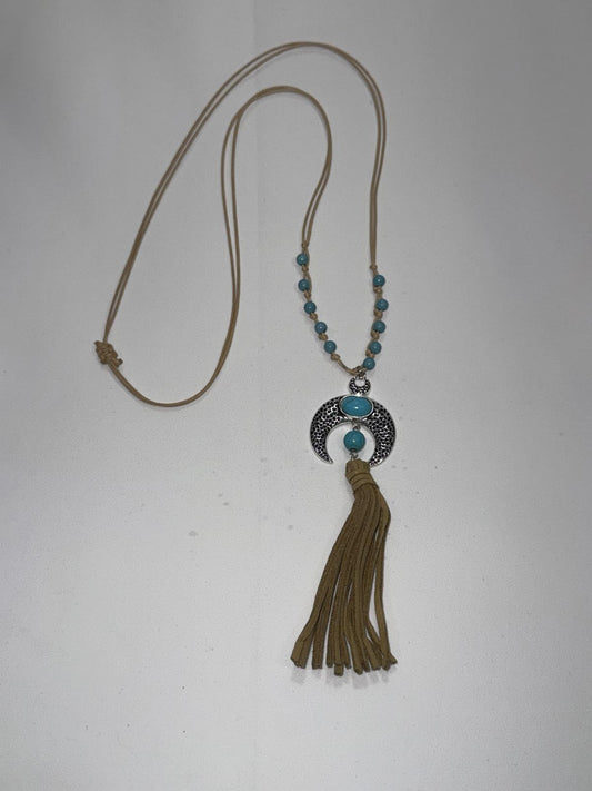 Stylish Turquoise Color Tassel Necklace BoHo Style
