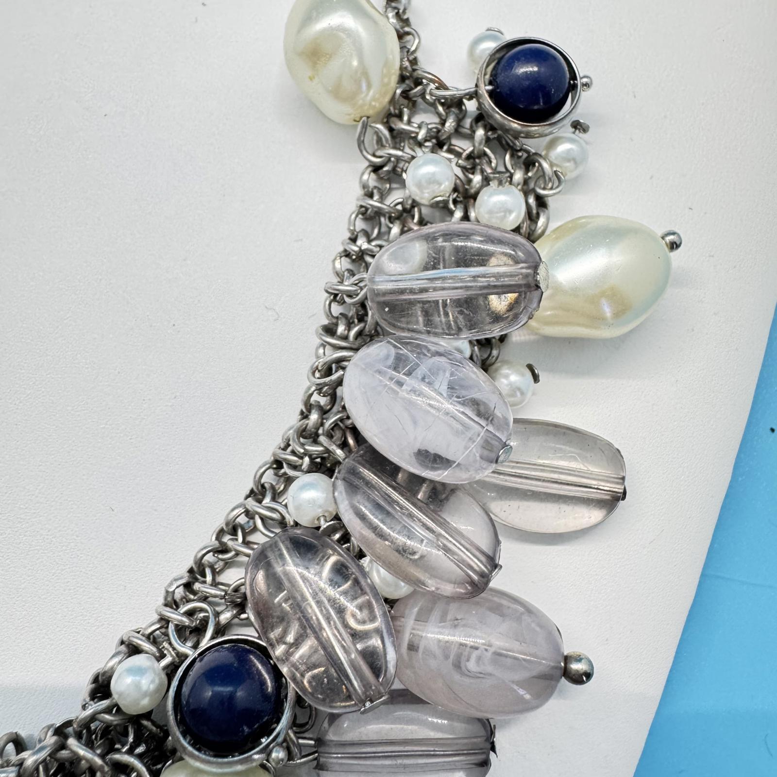 Talbots Statement Necklace – Layered Beads & Faux Pearl Bib, Elegant & Bold