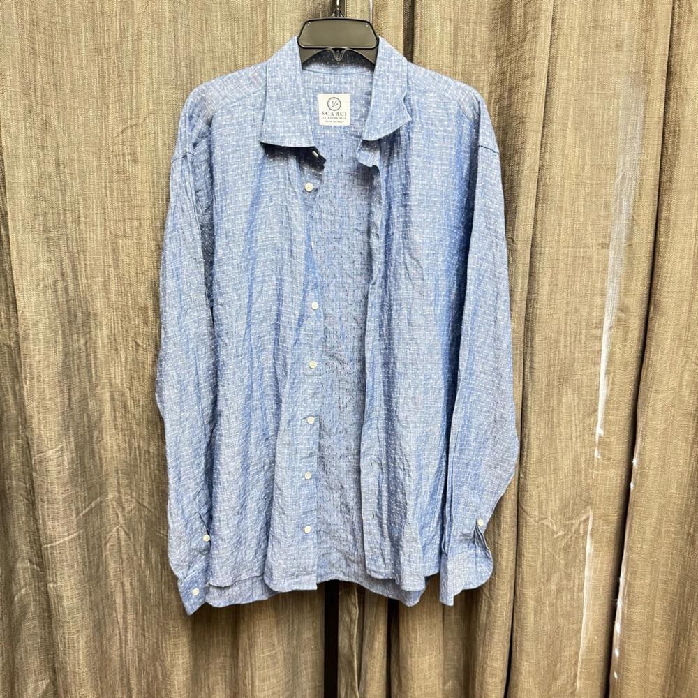 Scarci Italian Blue Casual Button Down Shirt Old Money Style
