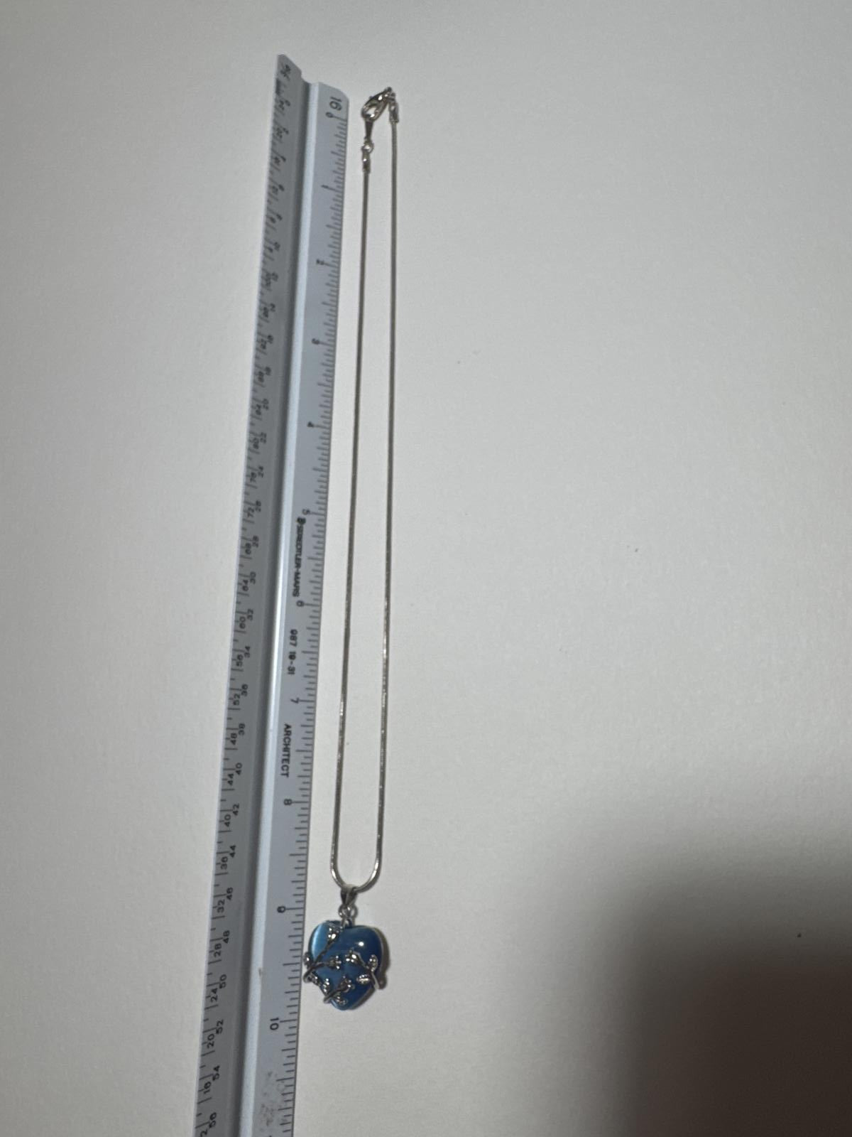 925 Sterling Silver Elegant Blue Heart Pendant Necklace