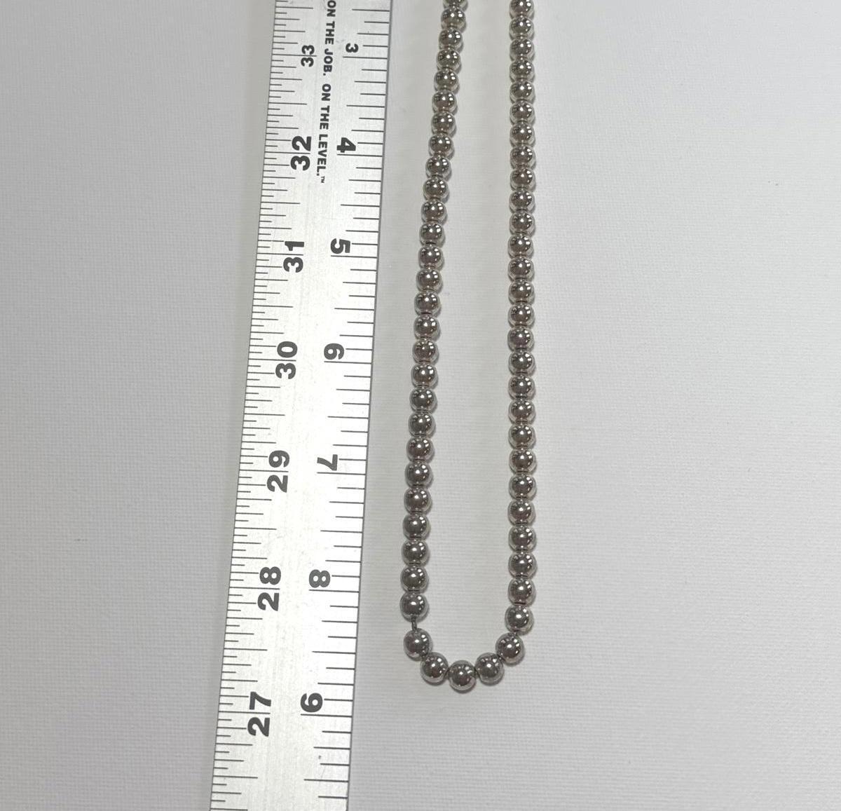 Silver-Toned Beaded Necklace – Classic Metallic Ball Chain Jewelry