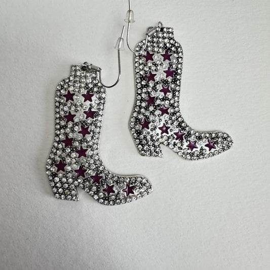 Western Boot Earrings with Stars – Country Rodeo Jewelry - Statement Boho