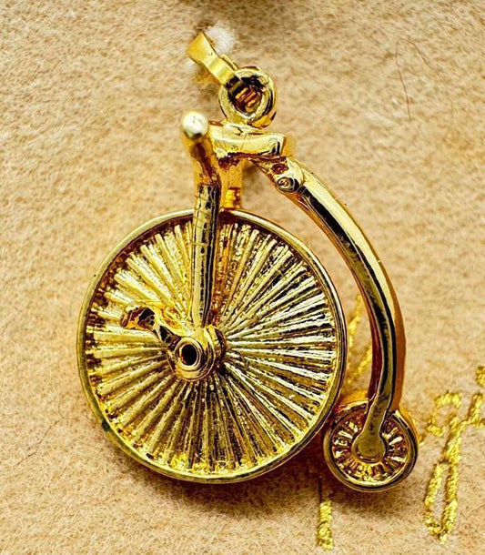 Vintage Gold-Tone Penny Farthing Bicycle Charm Pendant – Unique Retro Design
