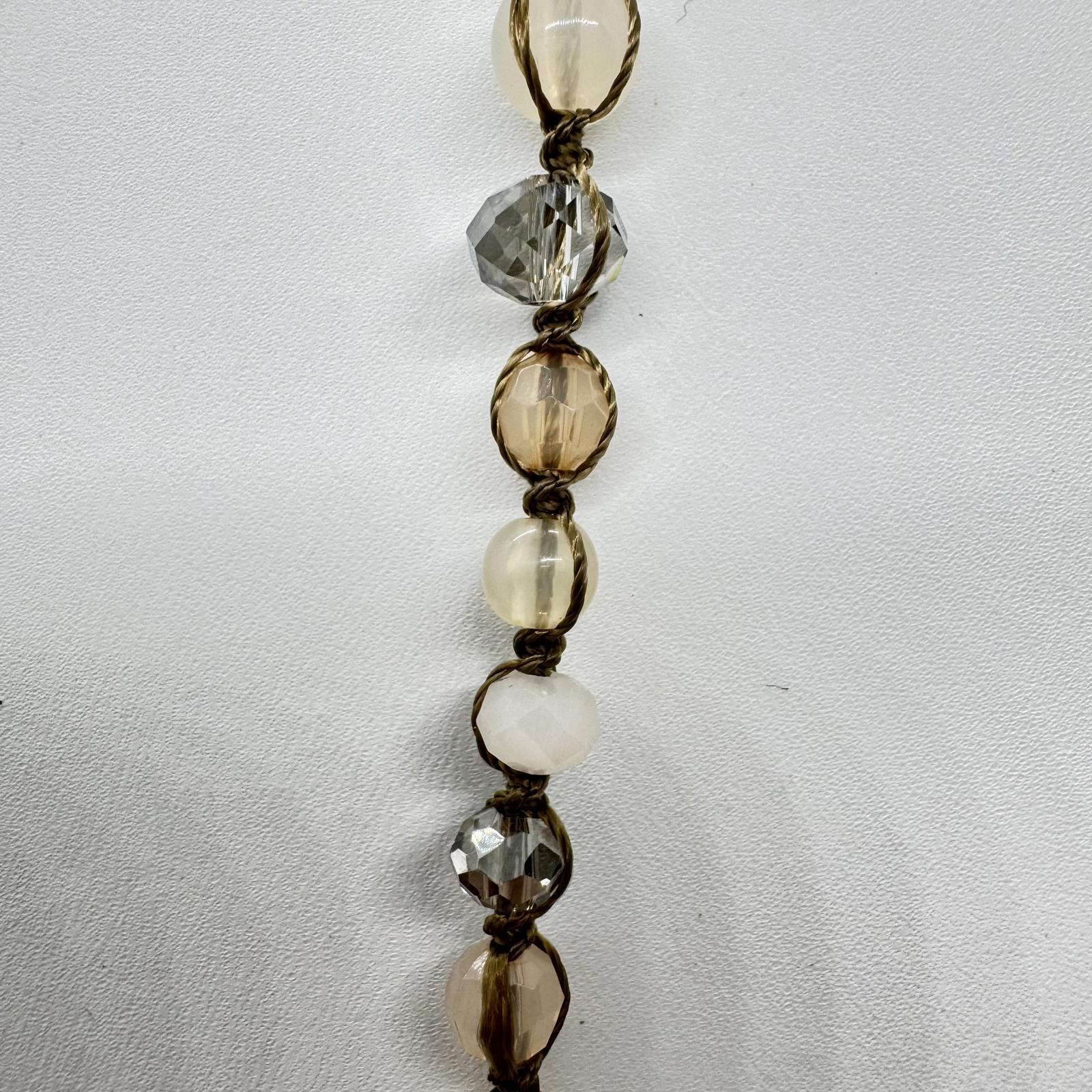 Vintage Bronze-Tone Y Lariat Necklace – Beaded Dangle Pendant Boho Jewelry