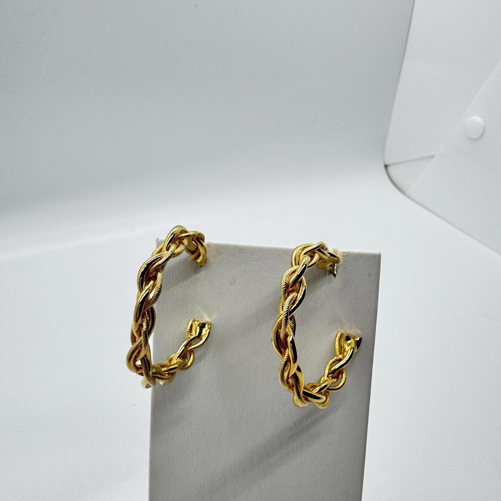 Vintage Gold-Tone Twisted Rope Hoop Earrings – Chunky Statement Jewelry