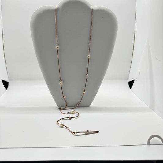 Kenneth Kole Necklace Faux Pearl and Gold Tone Chain Minimalist