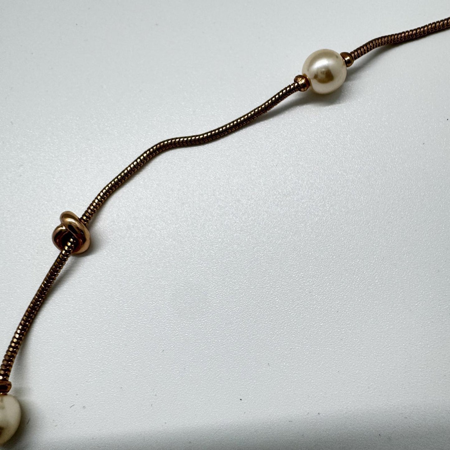 Kenneth Kole Necklace Faux Pearl and Gold Tone Chain Minimalist