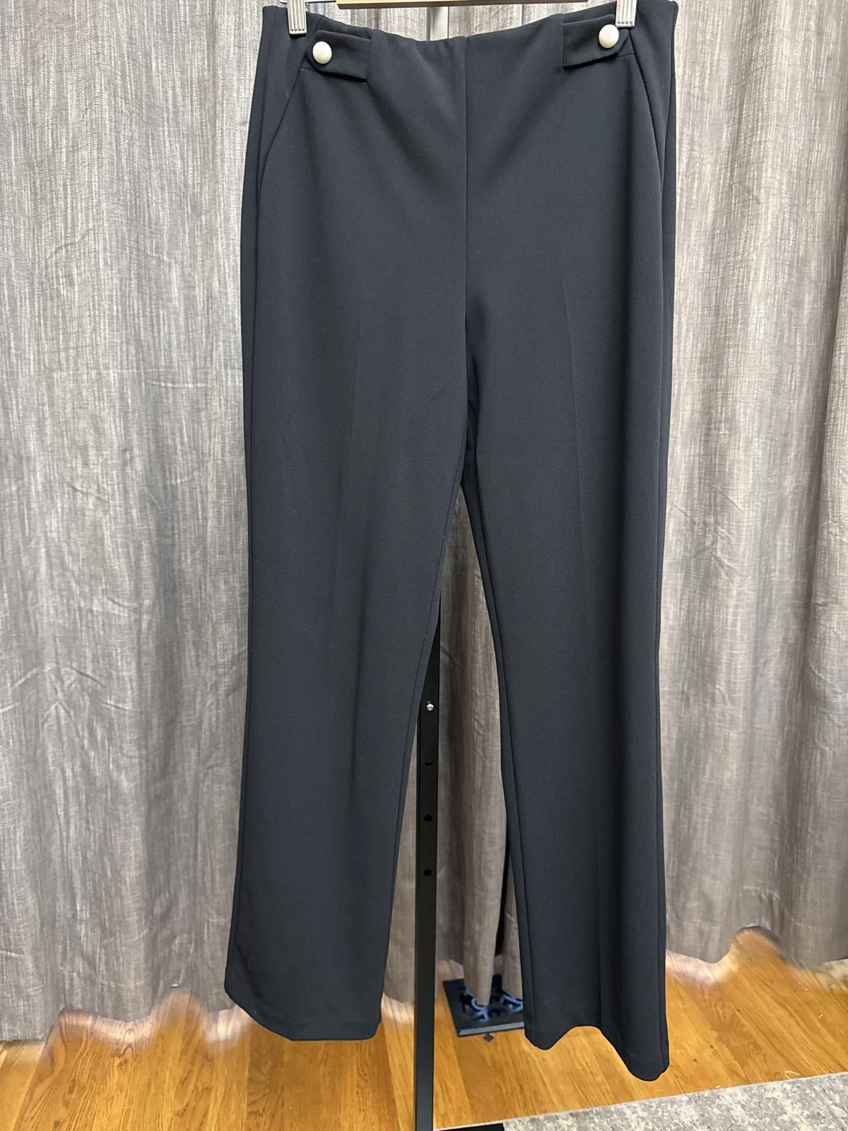 Classic Women's Trousers - Elegant Fit, Catos Black with Pearl Buttons M 