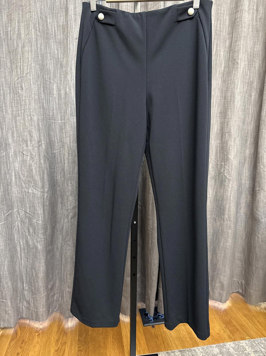 Classic Women's Trousers - Elegant Fit, Catos Black with Pearl Buttons M 