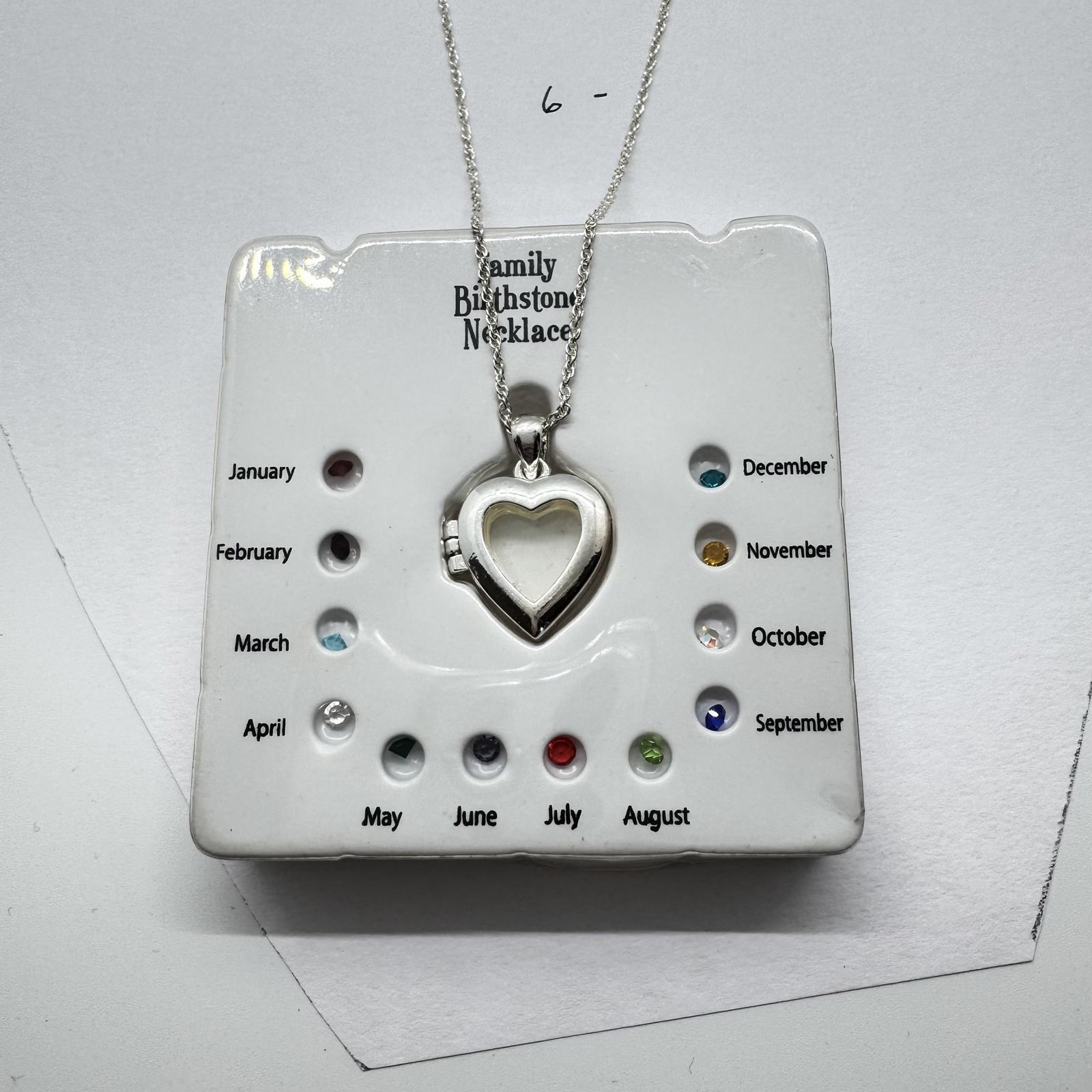 Silver-Tone Heart Locket Necklace – Family Birthstone Keepsake Pendant