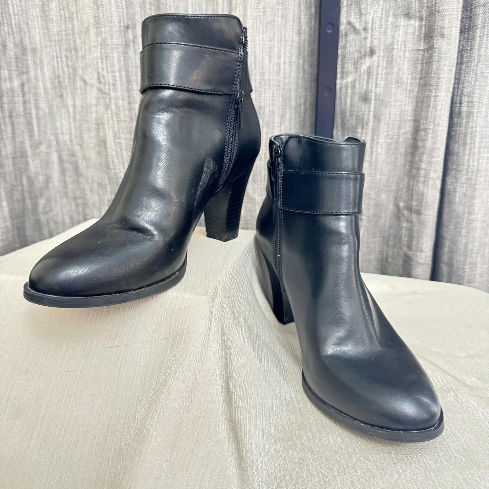 Jones of New York Stylish Black Ankle Booties with Chunky Heel