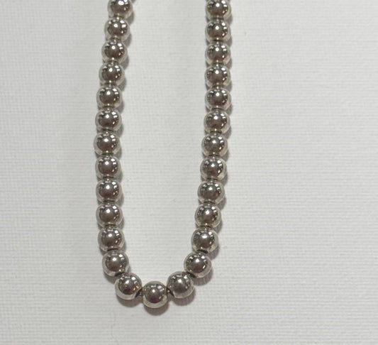 Silver-Toned Beaded Necklace – Classic Metallic Ball Chain Jewelry