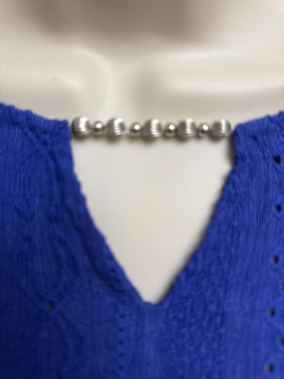 Women's Top Petite XL Alfred Dunner Blue Knit Top with Decorative Beads