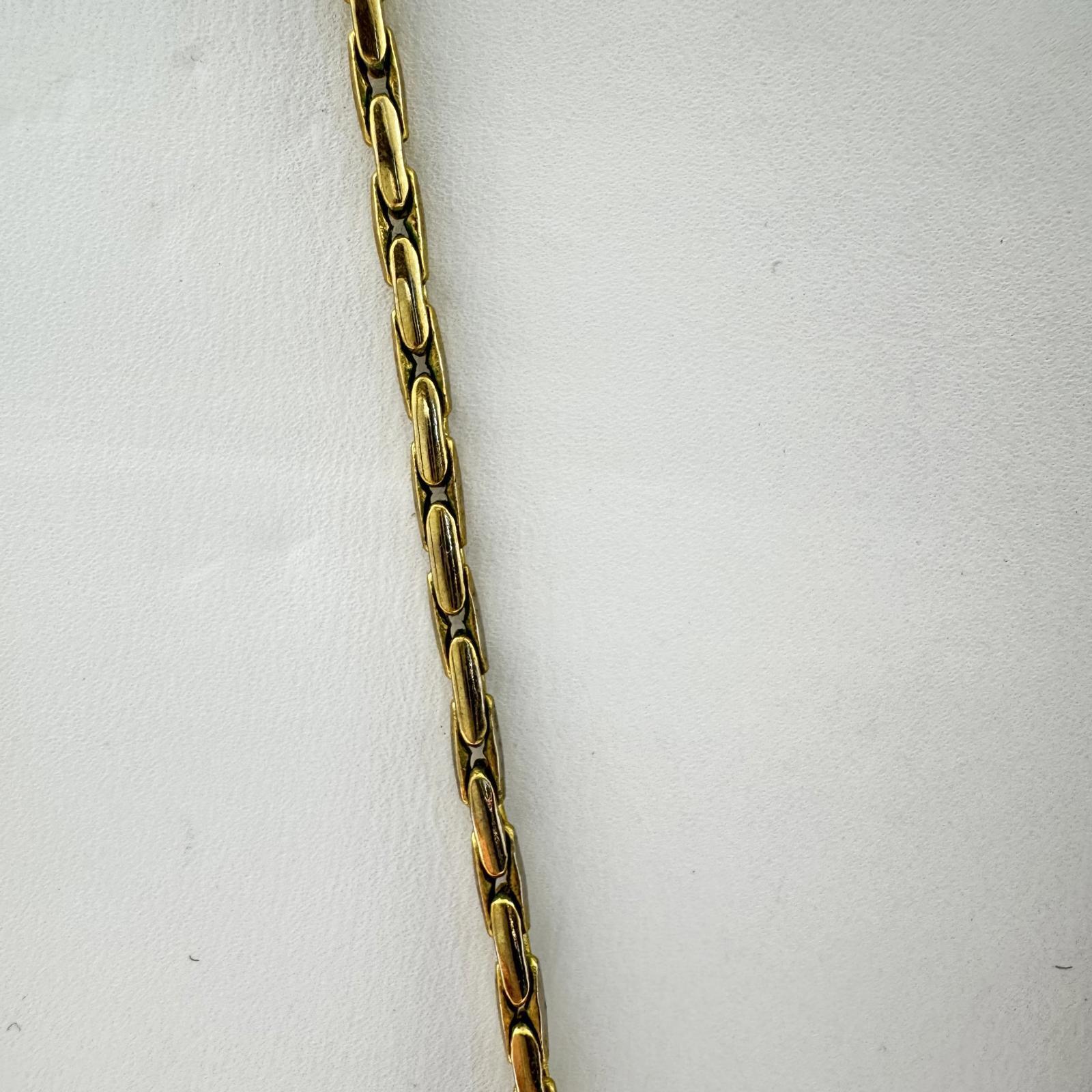 VTG Gold-Tone Pendant Necklace, Boho Chic Minimalist Artisan Geometric LC