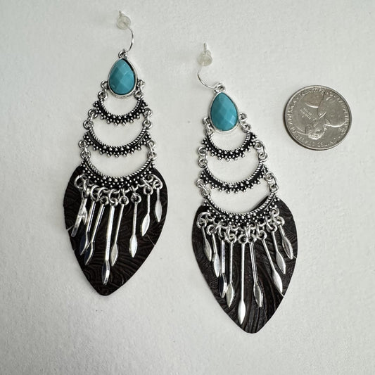 Chic Turquoise Dangle Earrings – Boho Feather Drop Jewelry