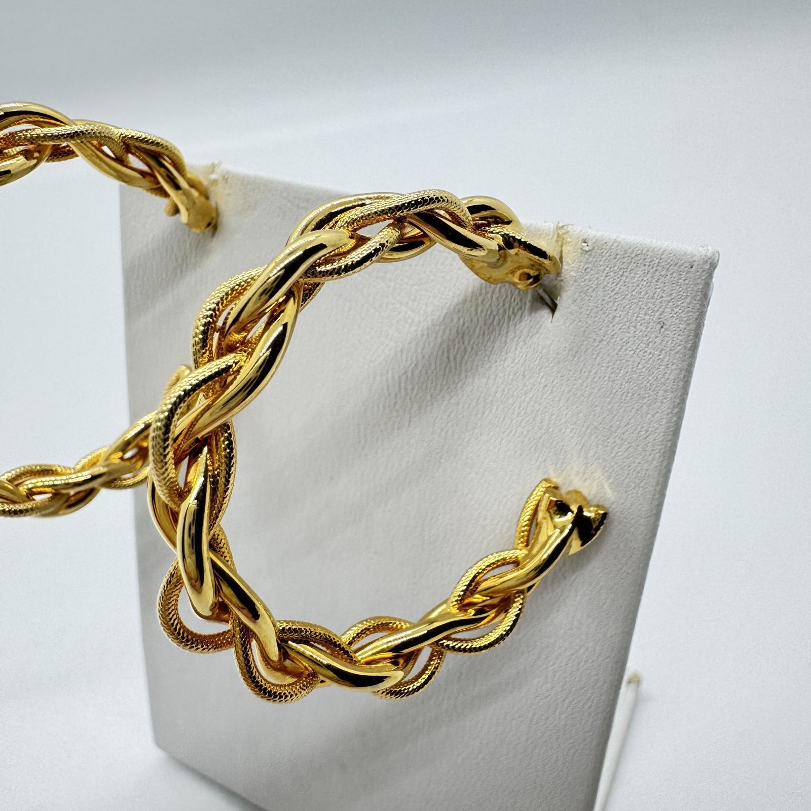 Vintage Gold-Tone Twisted Rope Hoop Earrings – Chunky Statement Jewelry