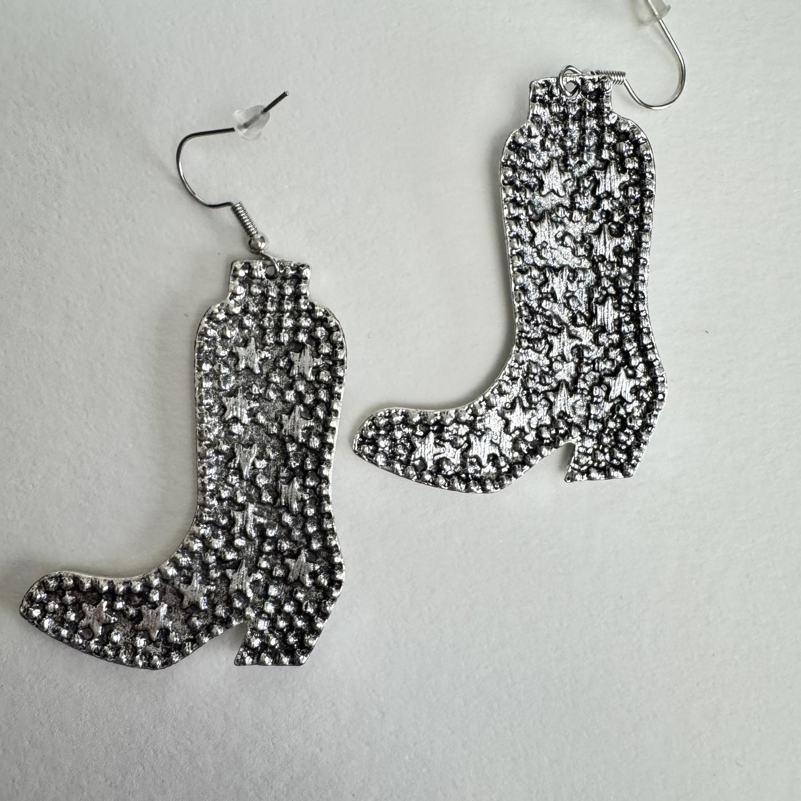 Western Boot Earrings with Stars – Country Rodeo Jewelry - Statement Boho