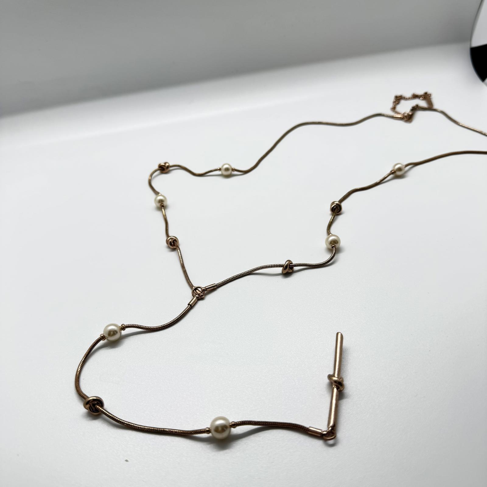 Kenneth Kole Necklace Faux Pearl and Gold Tone Chain Minimalist