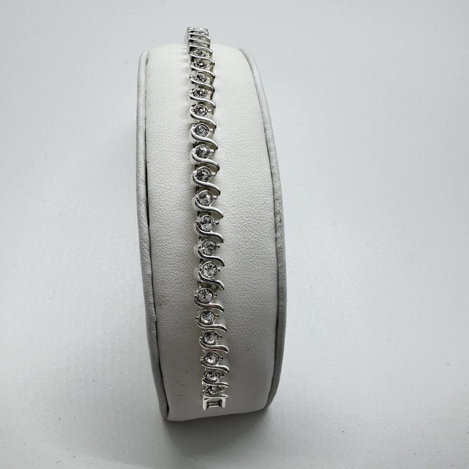 Elegant Silver-Tone Rhinestone Tennis Bracelet – Classic & Timeless Sparkle