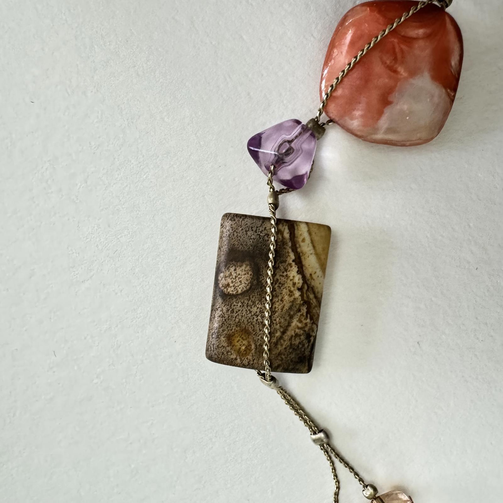 Boho Multi-Tone Beaded Necklace – Festival Jewelry Statement Necklace 