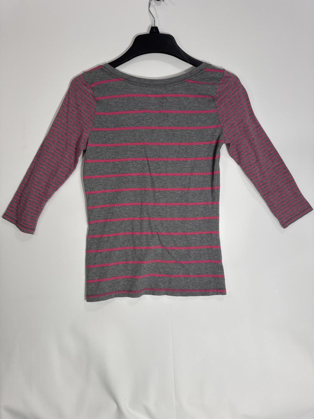 Hollister Gray and Pink Striped Top - Size M Womens