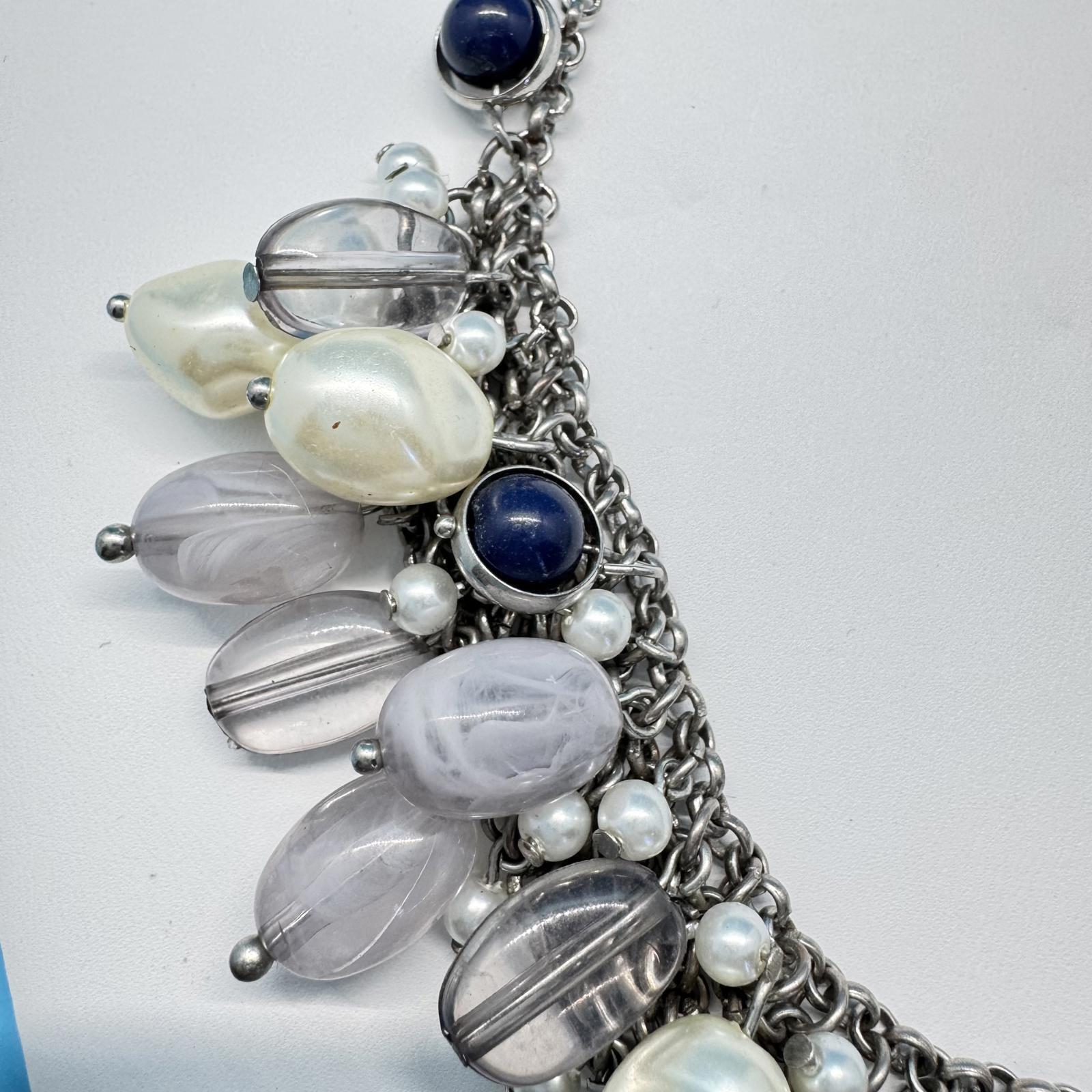 Talbots Statement Necklace – Layered Beads & Faux Pearl Bib, Elegant & Bold