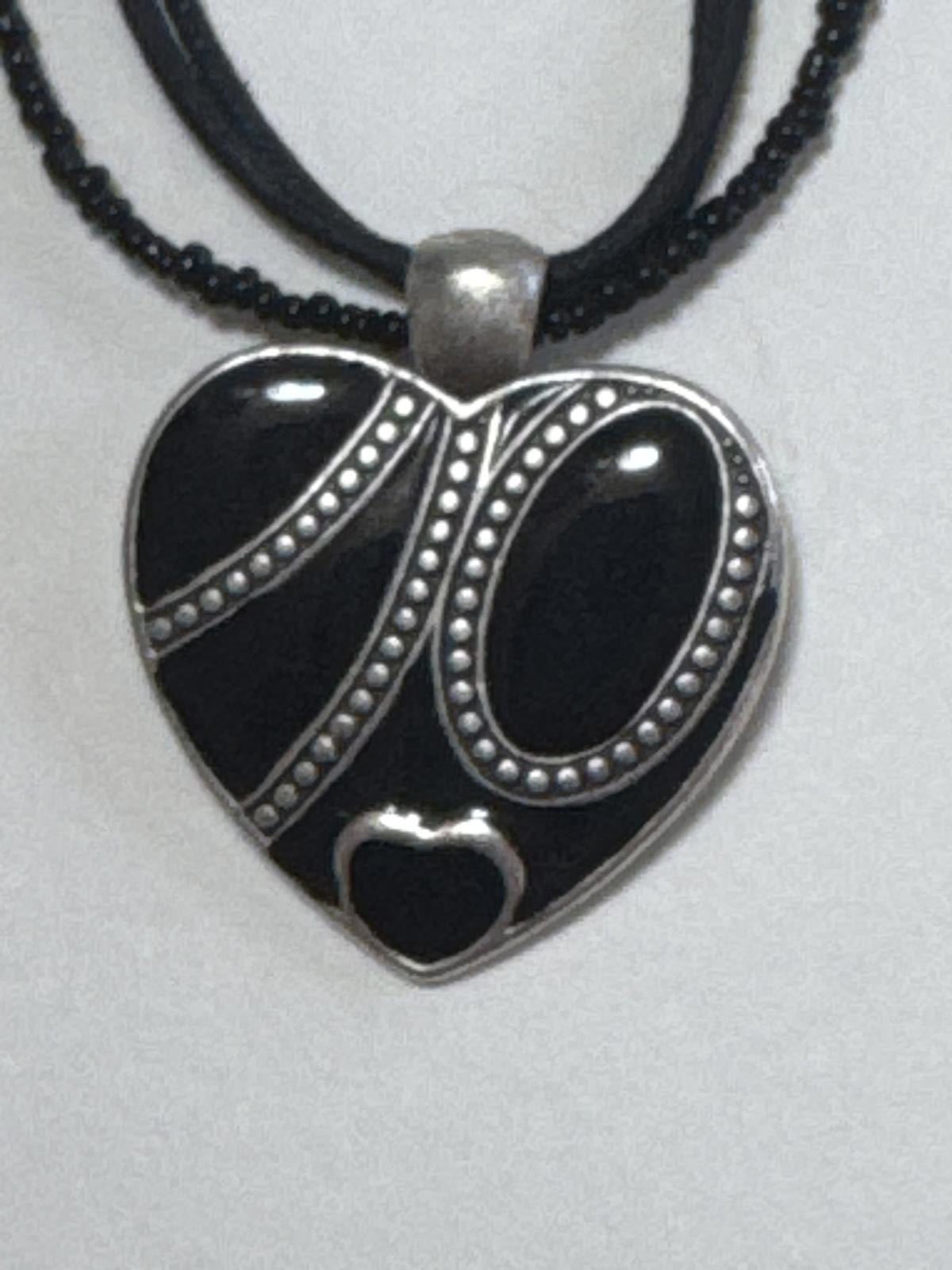 Elegant Black Heart Pendant Necklace BoHo, Gothic, Romantic Style