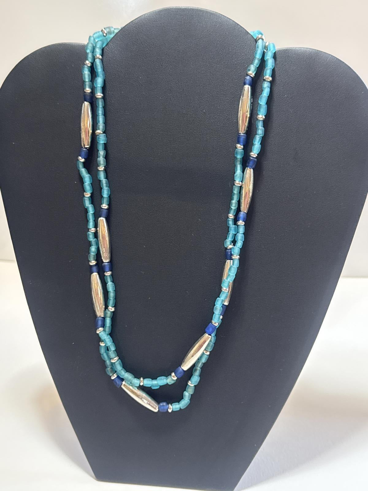 Elegant Turquoise Beaded Necklace BoHo Statement Vintage 