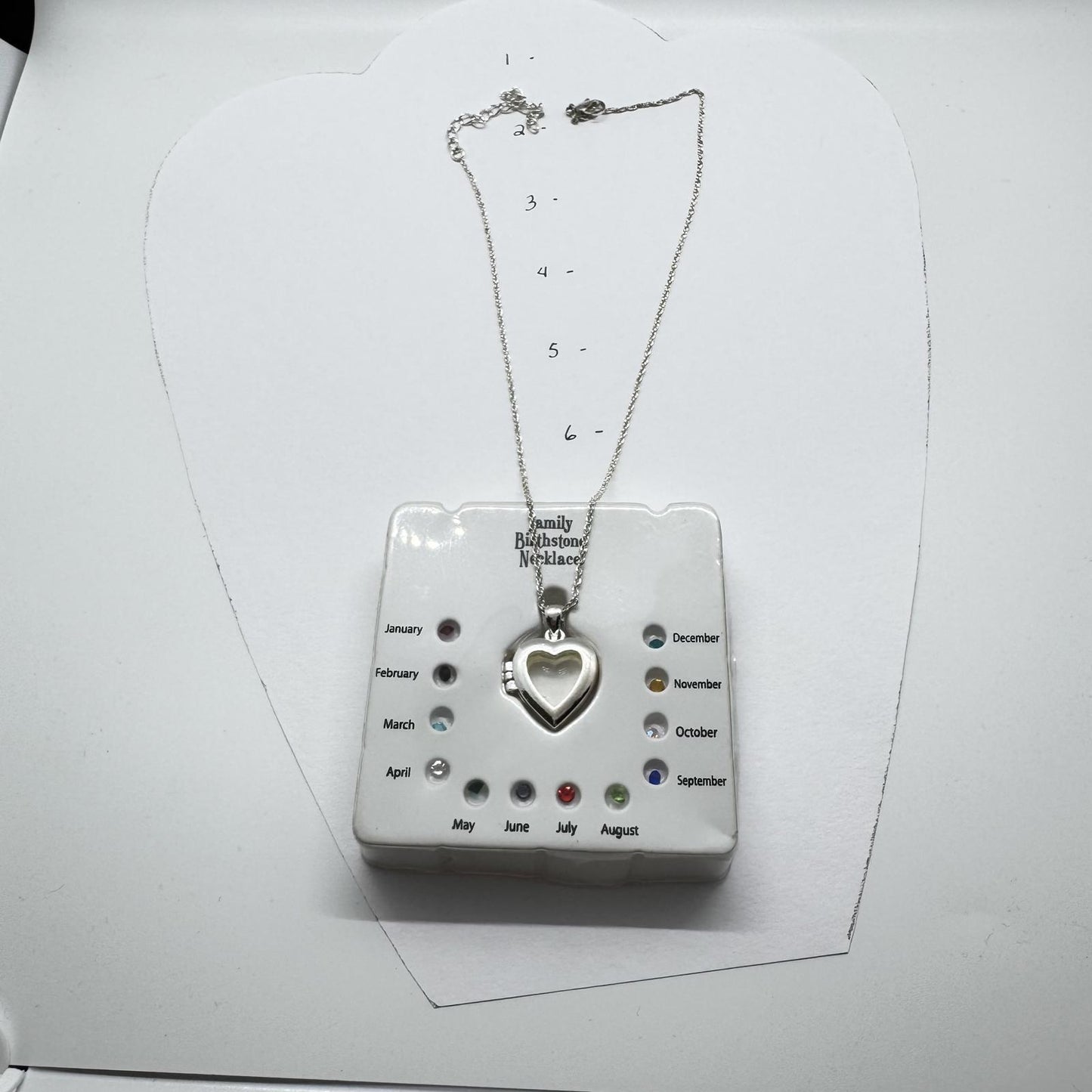 Silver-Tone Heart Locket Necklace – Family Birthstone Keepsake Pendant