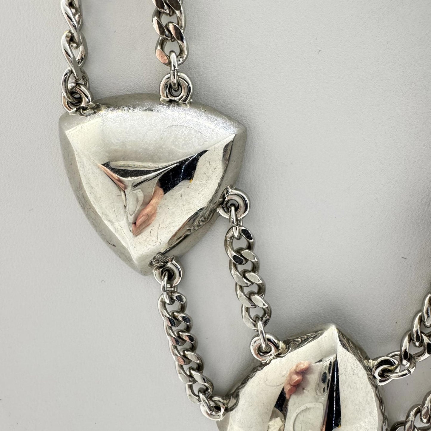 Express Silver-Tone Triangle Statement Necklace, Bold Geometric Double Chain