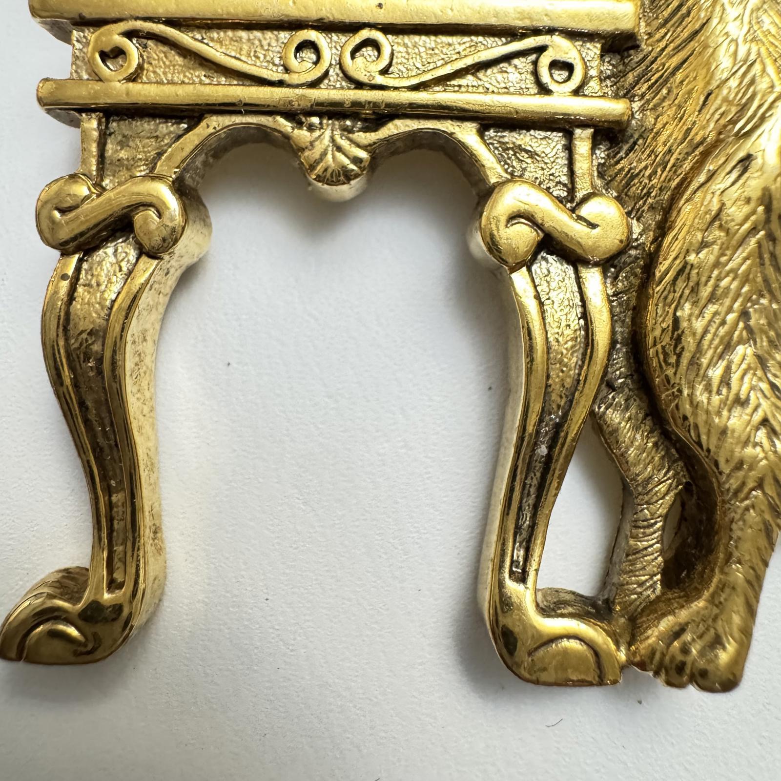 Whimsical Vintage Gold Cat & Fish Brooch – Kitsch Animal Lover Jewelry