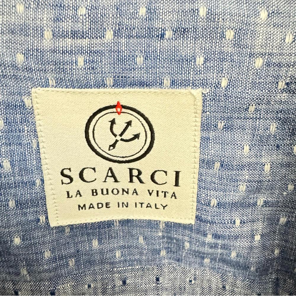 Scarci Italian Blue Casual Button Down Shirt Old Money Style