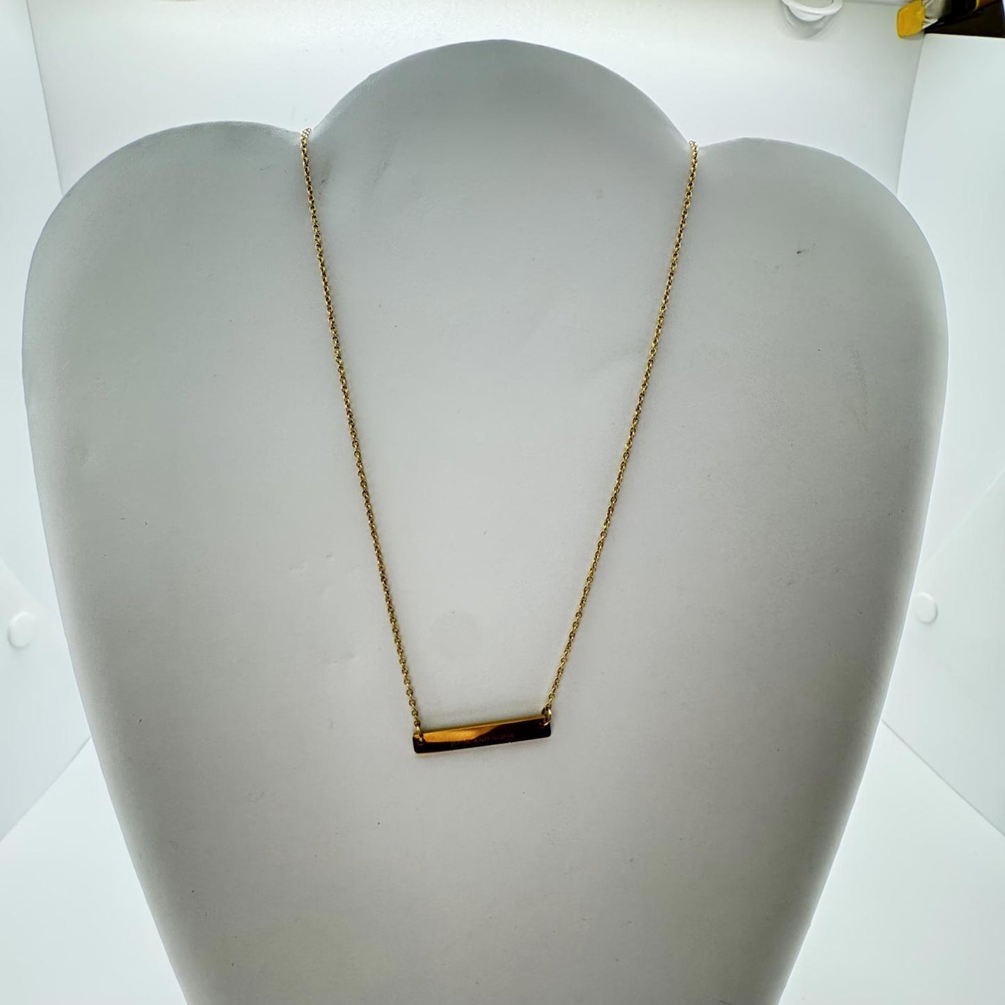 Gold-Tone Bar Pendant Necklace – "Inspire" Engraved Minimalist Jewelry