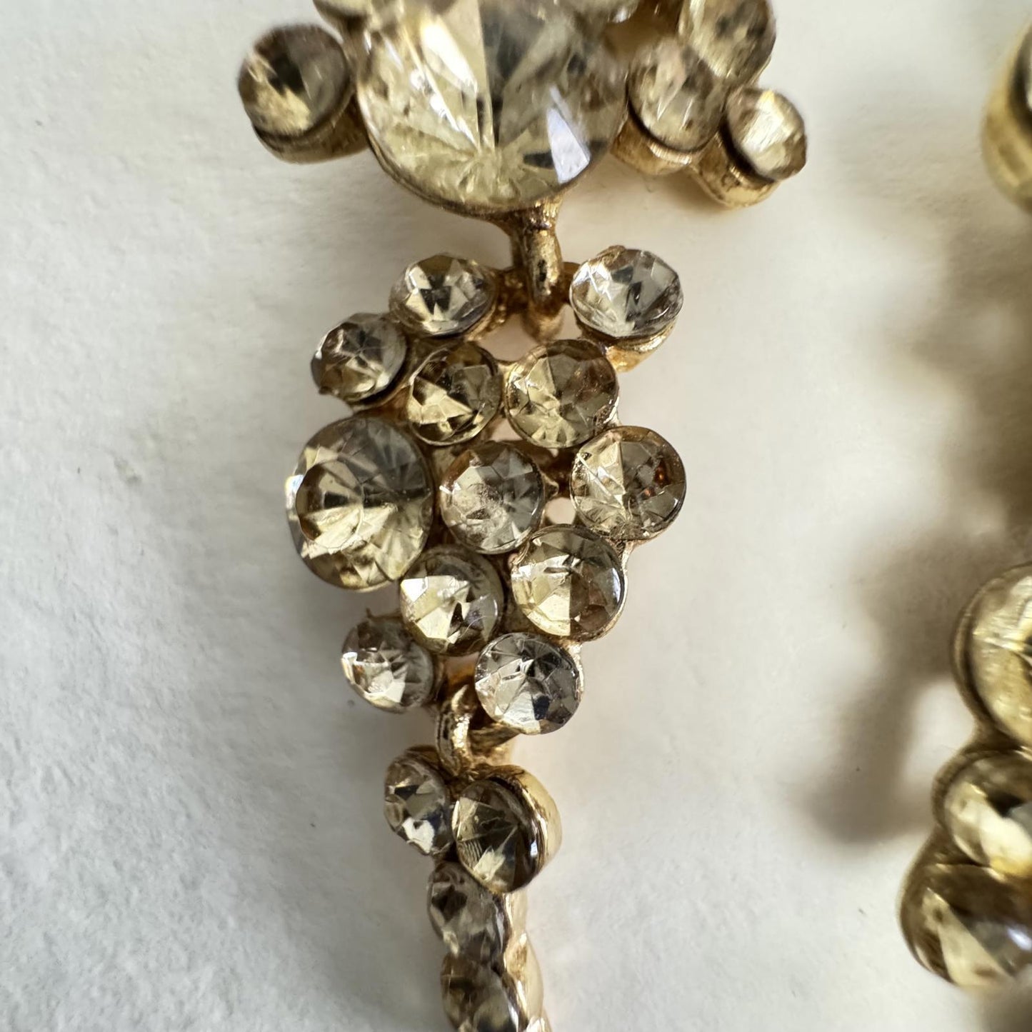 Glistening Gold Tone Crystal Earrings – Sparkling Dangle Jewelry - Wedding