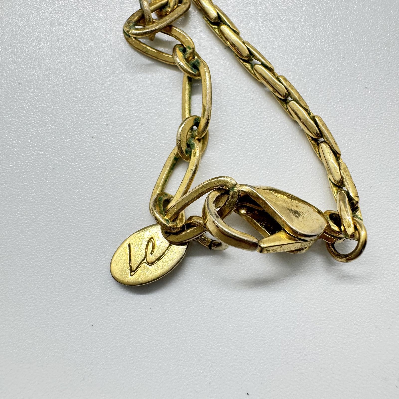 VTG Gold-Tone Pendant Necklace, Boho Chic Minimalist Artisan Geometric LC