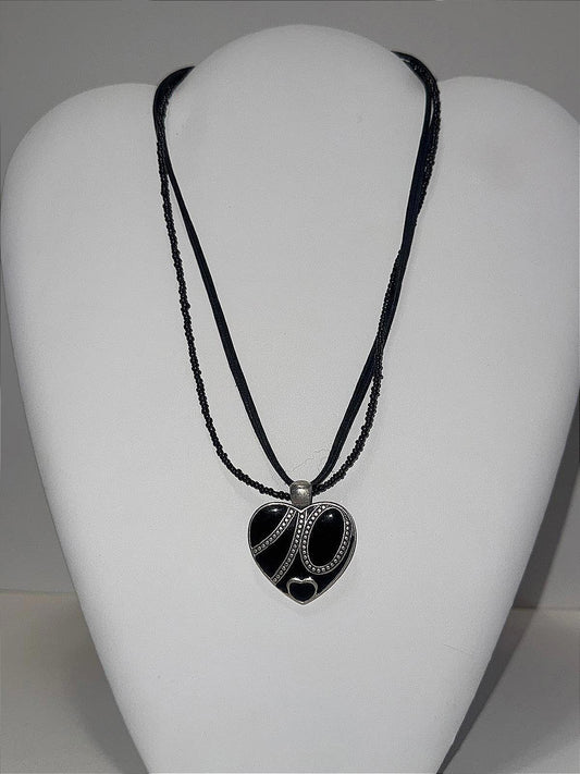 Elegant Black Heart Pendant Necklace BoHo, Gothic, Romantic Style