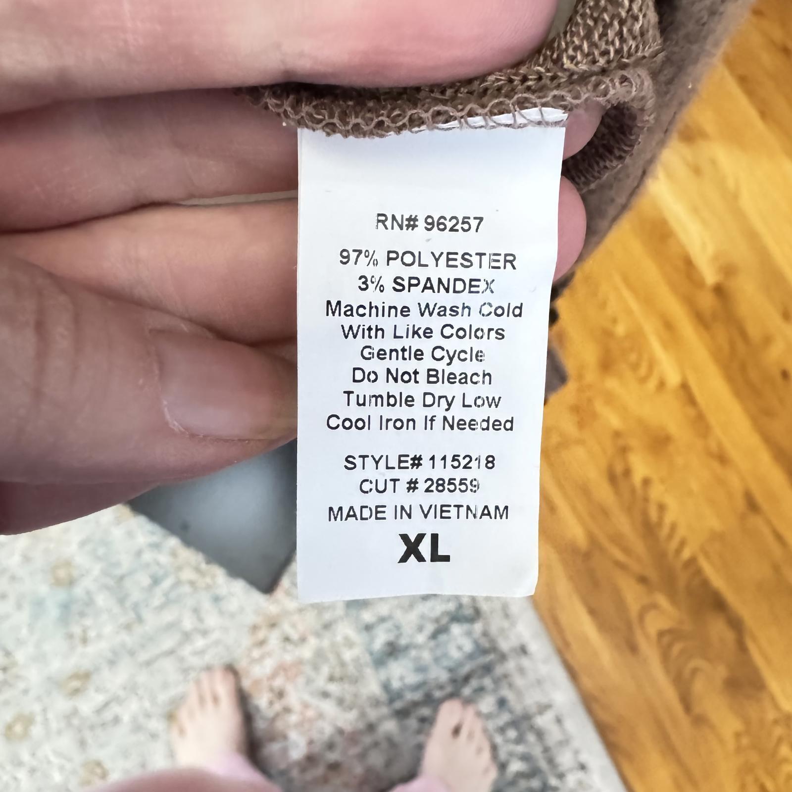 XL Perception Concept Mocha Brown Ribbed Sweater, Mock Neck, Sleeve Buttons