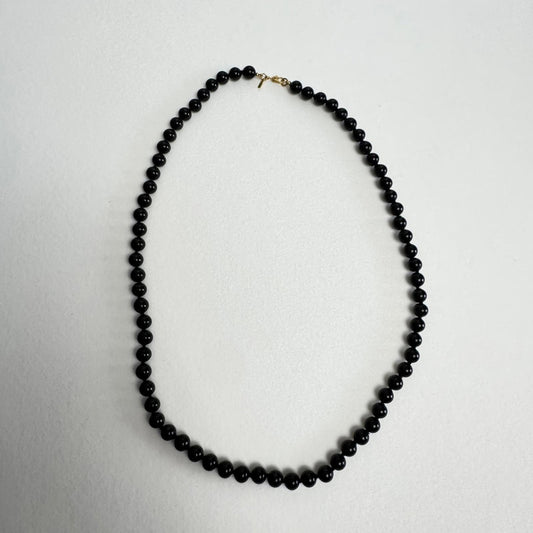 Monet Classic Black Beaded Necklace – Minimalist Vintage Jewelry