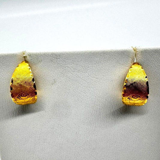Vintage Gold-Tone Textured Hoop Earrings – Etched Design Minimalistic Style
