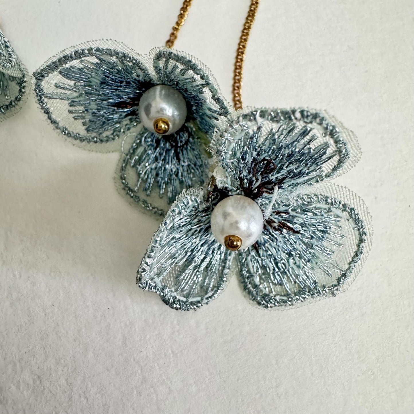 Gold-Tone Pearl Drop Earrings – Floral Dangle Wedding Jewelry