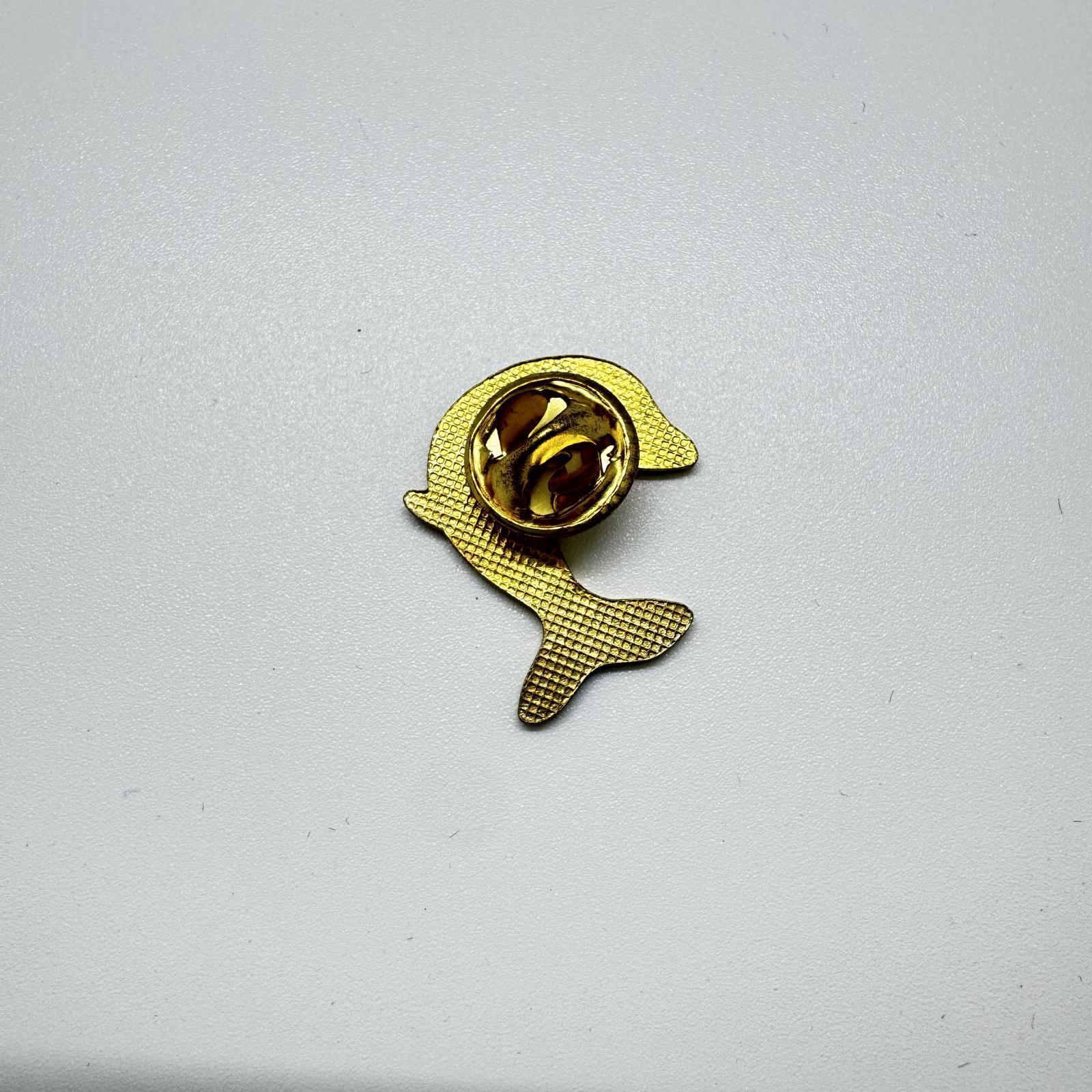 Vintage Gold-Tone Dolphin Lapel Pin – Enamel Nautical Marine Life Brooch